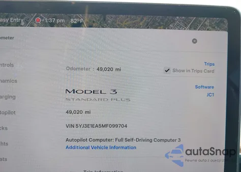 2021 Tesla Model 3 Standard Range Plus Rear-Wheel Drive from USA, damaged, VIN 5YJ3E1EA5MF099704